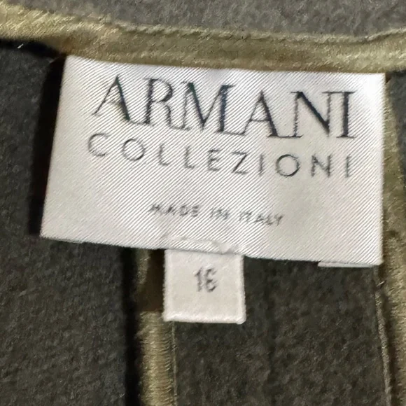 Vintage Armani Collezioni olive / army Green Belted Coat size 16 - Picture 7 of 9
